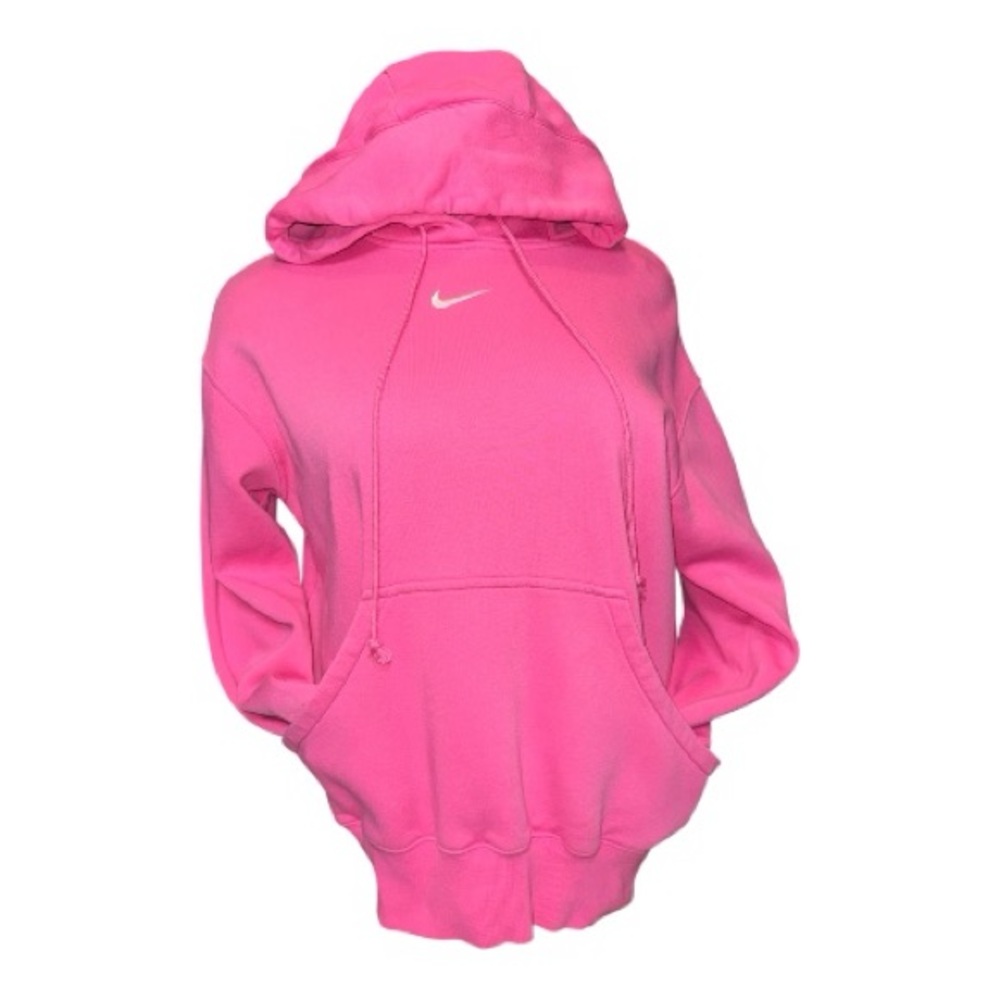Nike Pink Fleece Lined Oversized Hoodie Sweatshirt | Extra Large Kangaroo Pocket